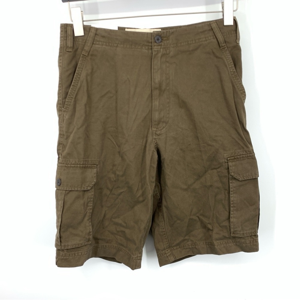Perry Ellis Men Size 30‎ Shorts Brown Canvas Cotton Cargo Relaxed Fit 11"